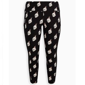 WICKING ACTIVE LEGGING - FLAMING SKULL BLACK